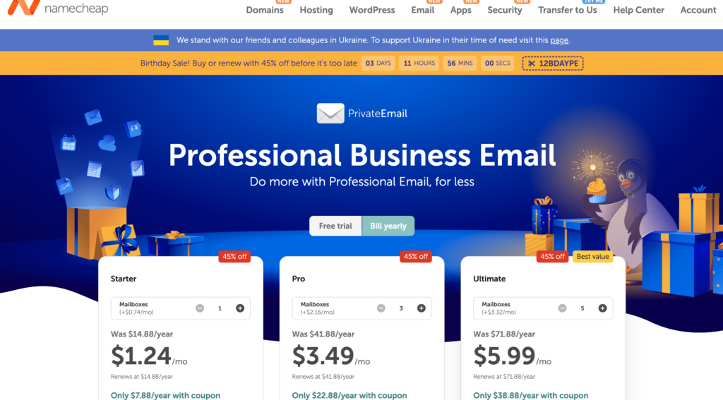 Namecheap professional business email,