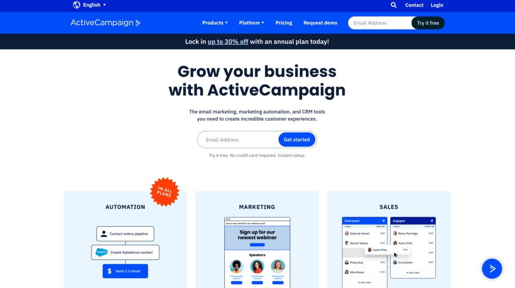 ActiveCampaign Homepage